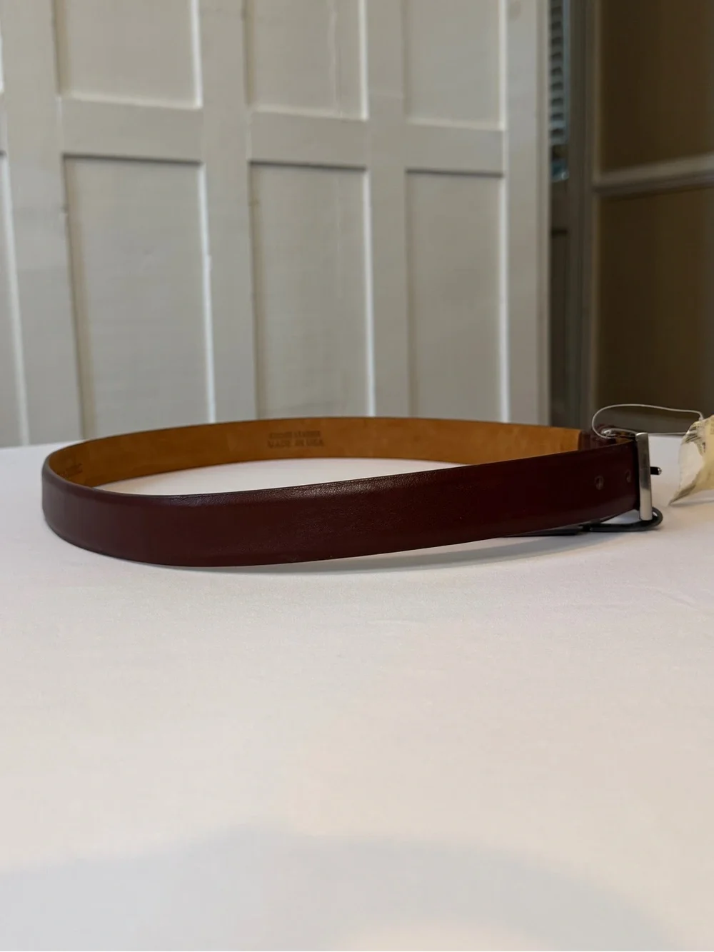NWT Vintage W. Kleinberg Brandy Brown Glazed Nappa Leather Wide Belt 40 Silver